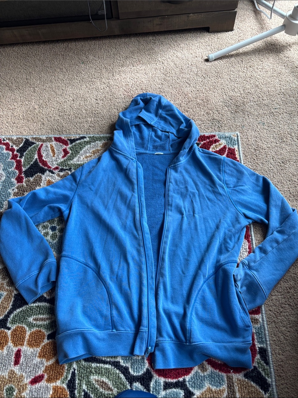 Blue Hooded Zip-Up Sweatshirt